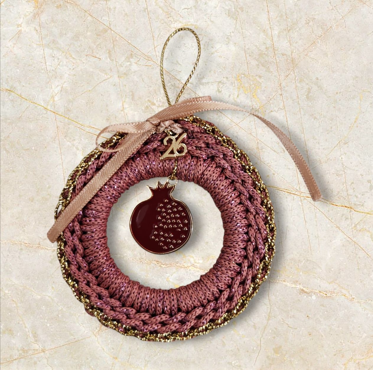 Γούρι '26 σάπιο μήλο στεφανάκι με ρόδι