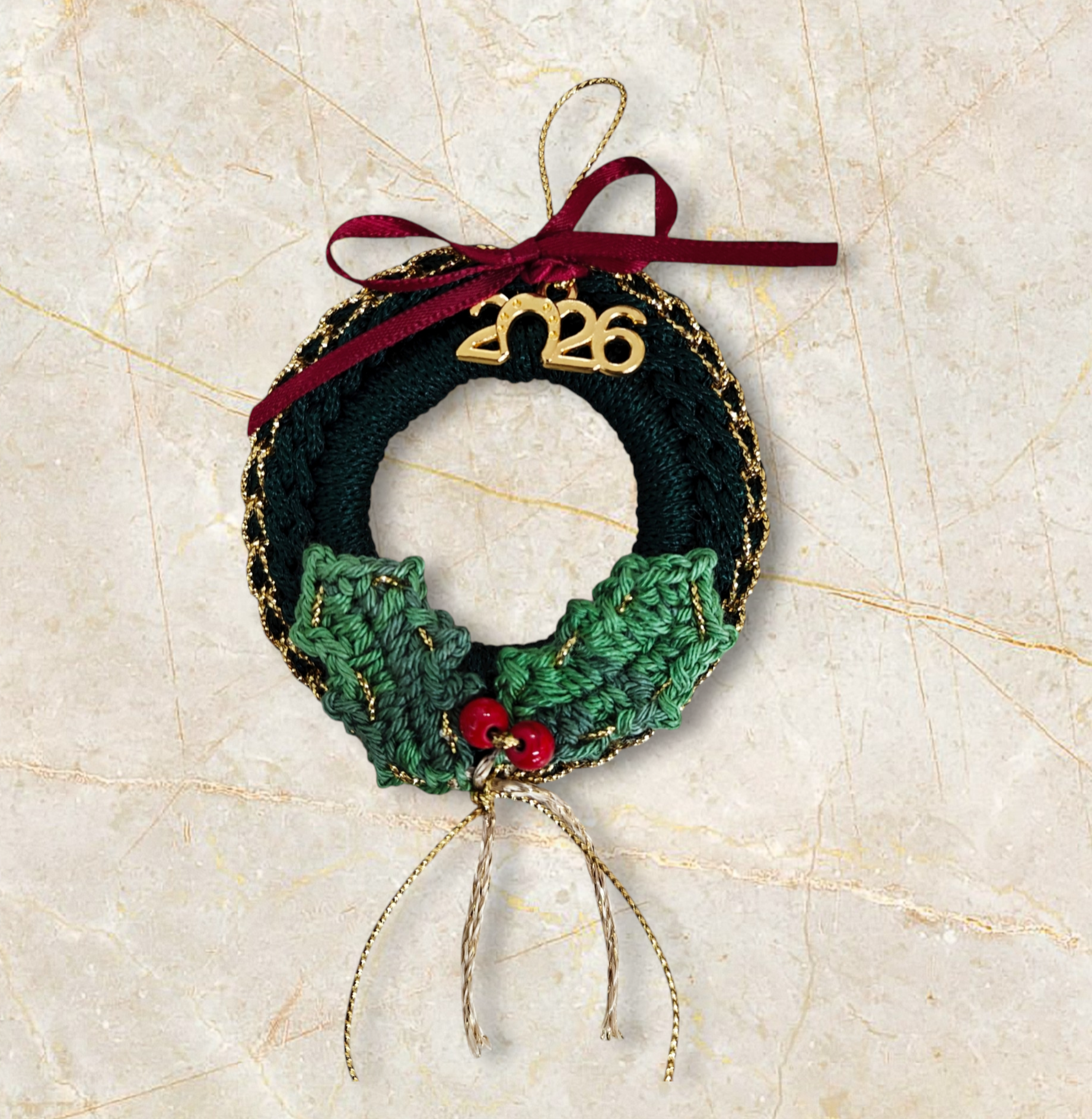 Γούρι '26 πράσινο στεφανάκι με γκι