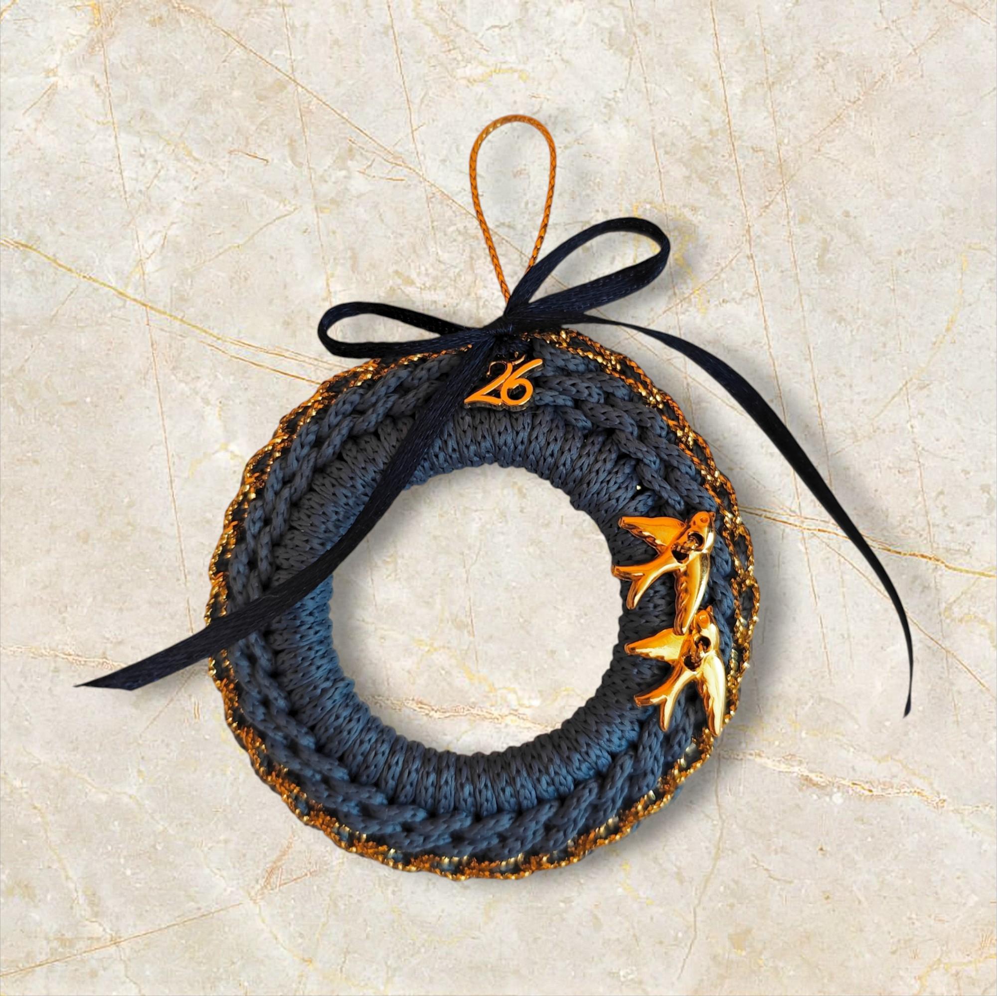 Γούρι '26 γαλάζιο στεφανάκι με πουλιά