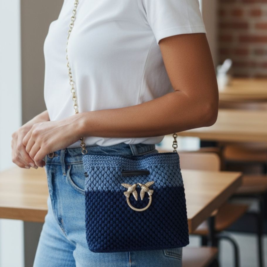 Custommade - Πλεκτό πουγκί μπλε-γαλάζιο