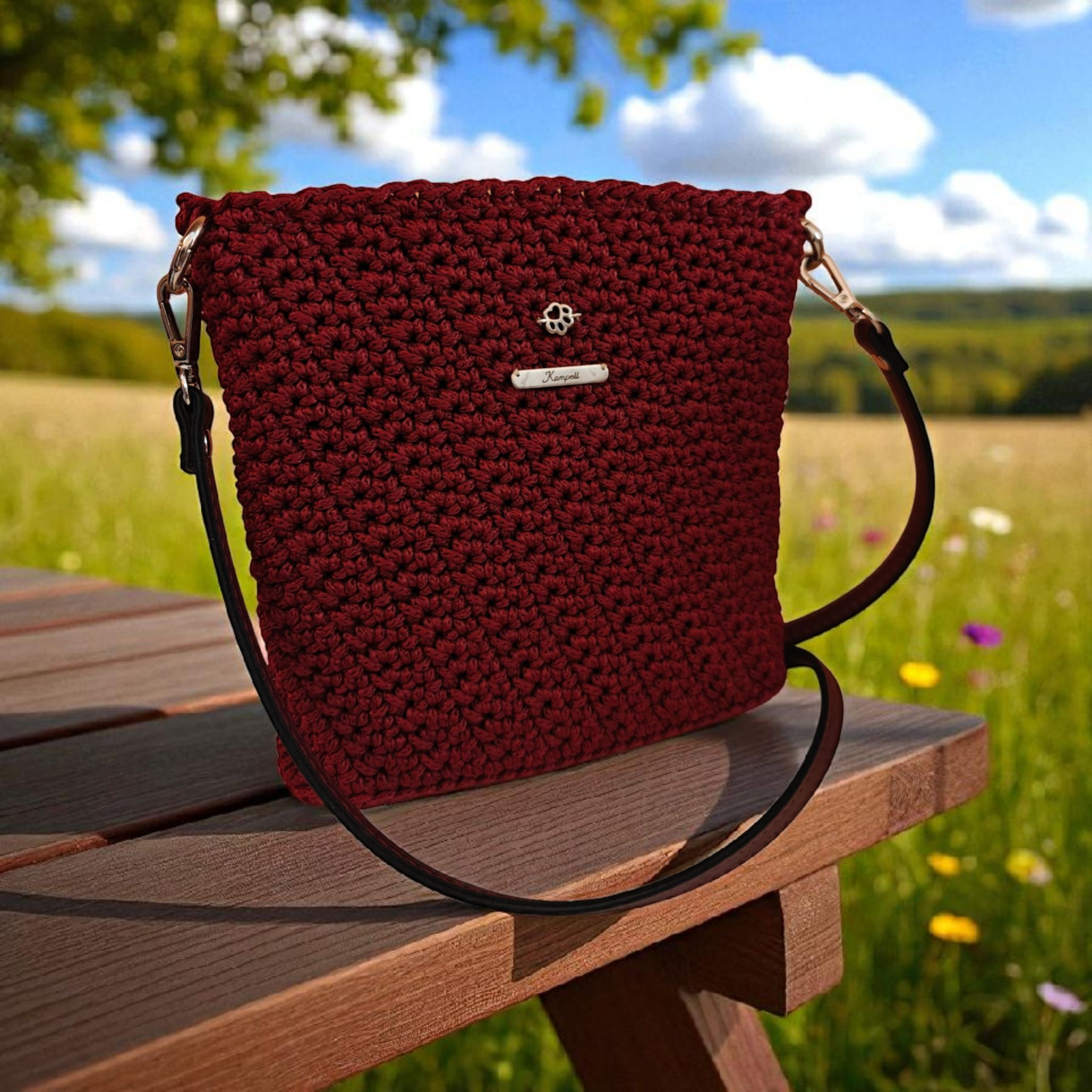 Μπορντώ τσαντάκι χιαστί