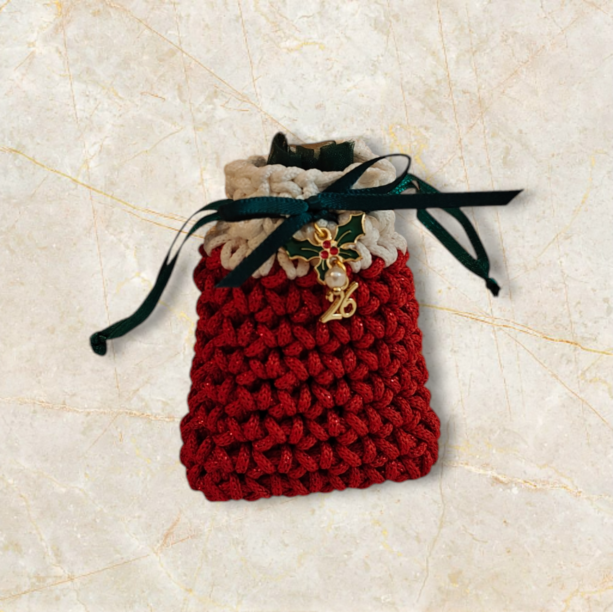 Γούρι '26 αρωματικό πουγκί κόκκινο-λευκό