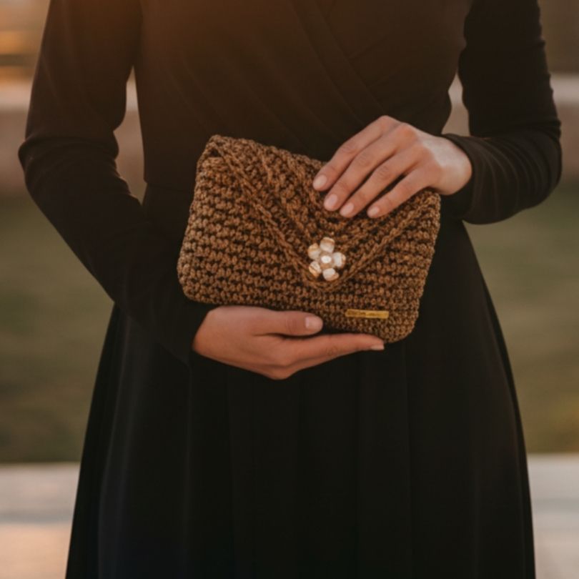 Mini τσαντάκι μπεζ χρυσό με δυο εσωτερικές θήκες